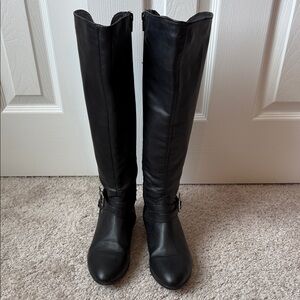 Black Knee-High Leather Boots, size 6.5